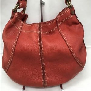 Lucky Brand Red Leather Hobo Shoulder Handbag Contrast Stitch ✅Offers Welcome